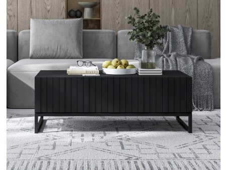 Stolik kawowy ELPIS Glamour ława czarny Mat Rama Czarna Metalowa Loft 110 cm