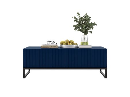 Stolik kawowy ELPIS Glamour ława granatowy Mat Rama Czarna Metalowa Loft 110 cm2