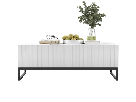 Stolik kawowy ELPIS Glamour ława biały Mat Rama Czarna Metalowa Loft 110 cm1