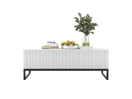 Stolik kawowy ELPIS Glamour ława biały Mat Rama Czarna Metalowa Loft 110 cm2