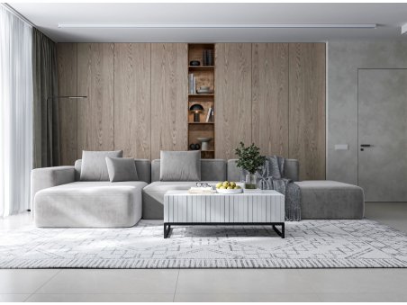 Stolik kawowy ELPIS Glamour ława biały Mat Rama Czarna Metalowa Loft 110 cm3