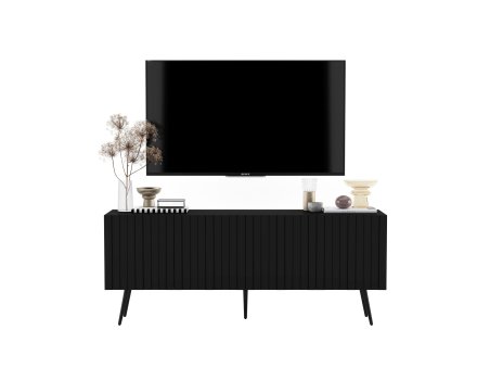 Glamour Szafka RTV Czarny Mat Nowoczesna Metalowe Nogi czarne 150 cm Industrialna2