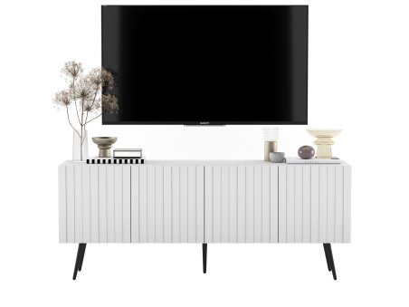 Komoda RTV Loft Szafka RTV Biały MAT Nowoczesna Czarne Nogi Metalowe 150 cm Glamour1