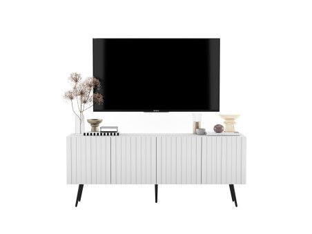 Komoda RTV Loft Szafka RTV Biały MAT Nowoczesna Czarne Nogi Metalowe 150 cm Glamour2