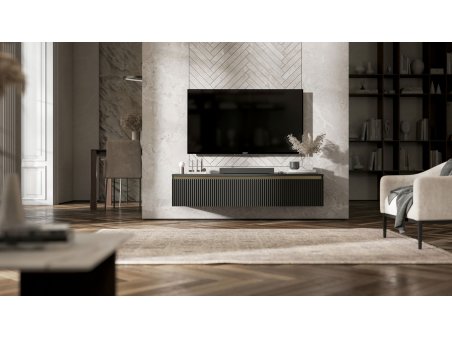 Wisząca szafka RTV SELENE Glamour Czarny Mat 140 cm3