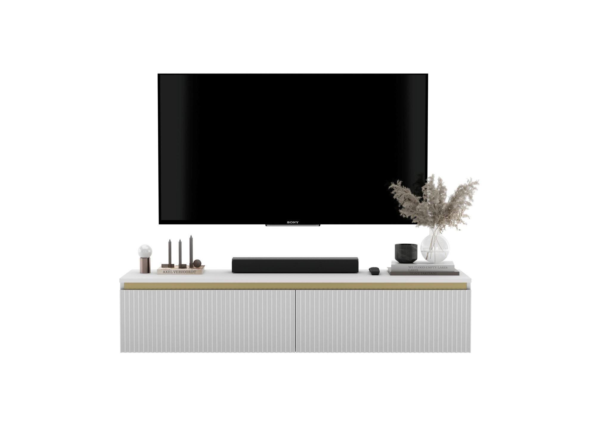 Wisząca szafka RTV SELENE Glamour Biały Mat 140 cm