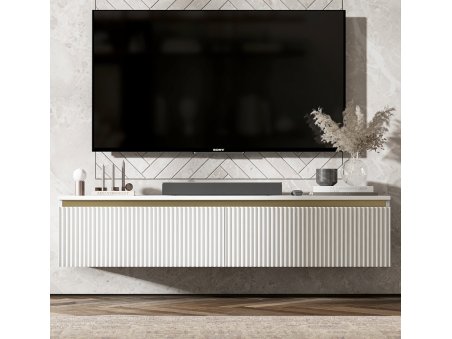 Wisząca szafka RTV SELENE Glamour Biały Mat 140 cm