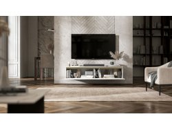 Wisząca szafka RTV SELENE Glamour Biały Mat 140 cm