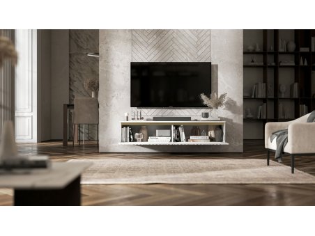 Wisząca szafka RTV SELENE Glamour Biały Mat 140 cm