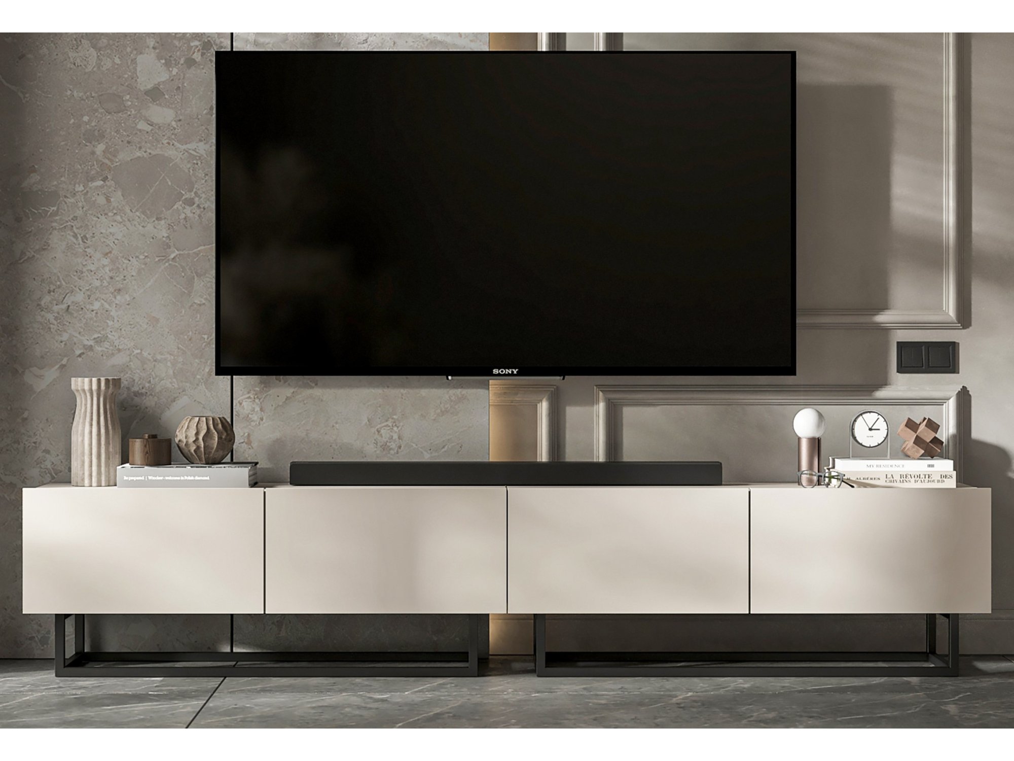 Szafka RTV ENJOY Kaszmir Mat 240 cm zestaw 2 x 120 cm stelaż