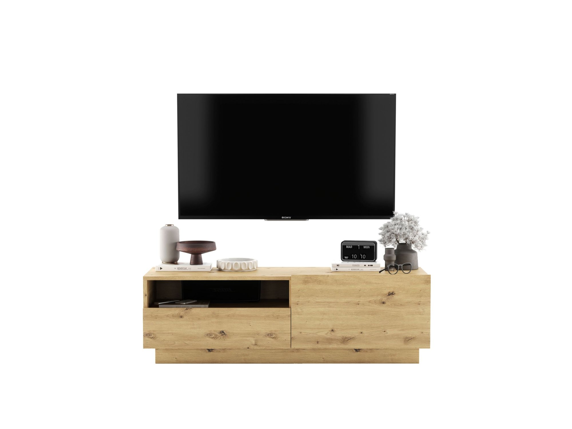 Szafka RTV ENJOY z szufladą stojąca/wisząca - 120 cm - dąb artisan