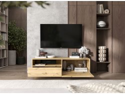 Szafka RTV ENJOY z szufladą stojąca/wisząca - 120 cm - dąb artisan