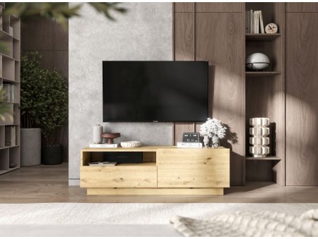 Szafka RTV ENJOY z szufladą stojąca/wisząca - 120 cm - dąb artisan