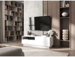 Szafka RTV ENJOY z szufladą stojąca/wisząca - 120 cm - biały mat