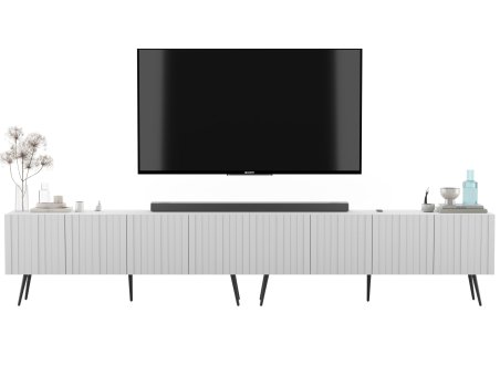 Szafka RTV Biały Mat Glamour Komoda RTV Loft Nowoczesna Czarne Nogi metalowe 300 cm1