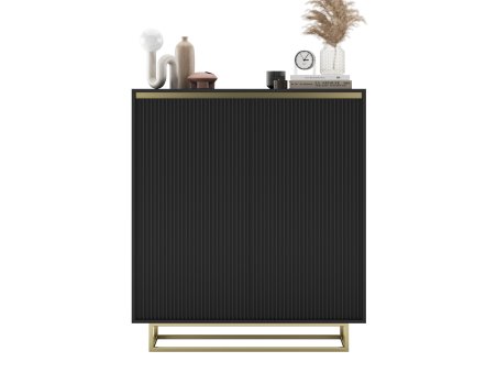 Komoda SELENE Glamour dwudrzwiowa czarny mat - ryflowane fronty1