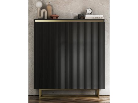 Komoda SELENE Glamour dwudrzwiowa czarny mat - ryflowane fronty3