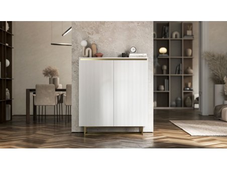 Komoda RTV SELENE Glamour Biały Mat dwudrzwiowa