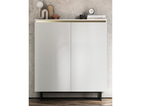 Komoda RTV SELENE Glamour Biały Mat - ryflowane fronty3