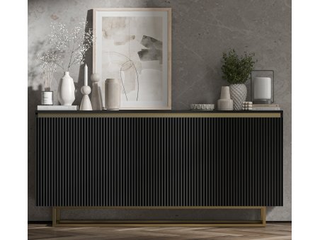 Komoda SELENE RTV Glamour trzydrzwiowa czarny mat3