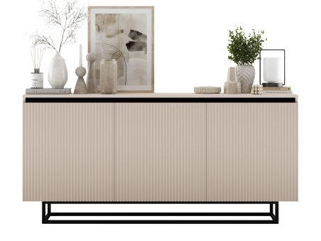 Komoda SELENE RTV Glamour trzydrzwiowa kaszmir mat ryflowane fronty1