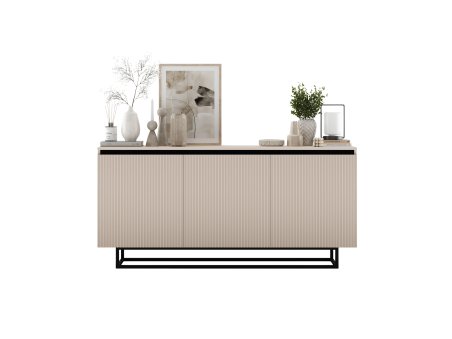 Komoda SELENE RTV Glamour trzydrzwiowa kaszmir mat ryflowane fronty2