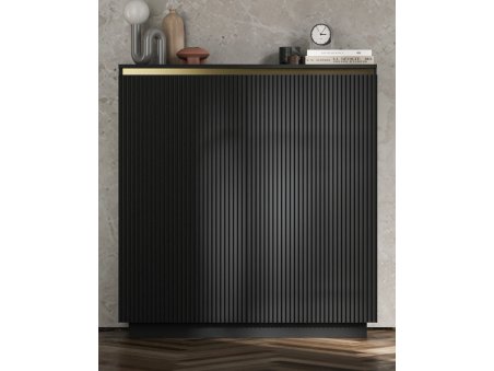 Komoda SELENE RTV Glamour dwudrzwiowa na cokole czarny mat3