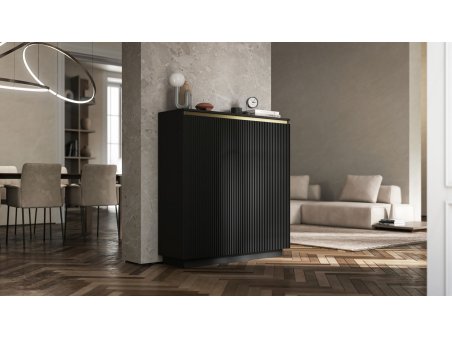 Komoda SELENE RTV Glamour dwudrzwiowa na cokole czarny mat