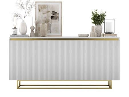 Komoda SELENE RTV Glamour trzydrzwiowa biały mat1