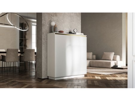 Komoda SELENE RTV Glamour dwudrzwiowa na cokole biały mat