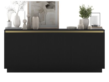 Komoda SELENE RTV Glamour trzydrzwiowa na cokole czarny mat1
