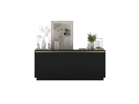 Komoda SELENE RTV Glamour trzydrzwiowa na cokole czarny mat2