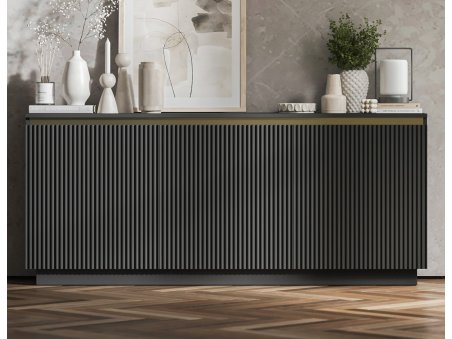 Komoda SELENE RTV Glamour trzydrzwiowa na cokole czarny mat3