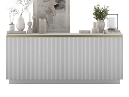 Komoda SELENE RTV Glamour trzydrzwiowa na cokole biały mat1