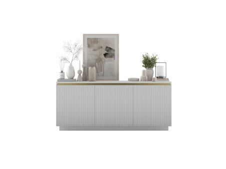 Komoda SELENE RTV Glamour trzydrzwiowa na cokole biały mat2