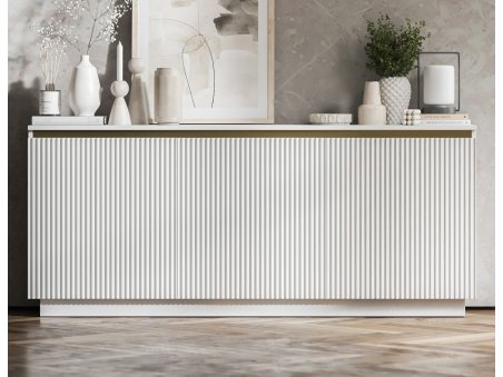 Komoda SELENE RTV Glamour trzydrzwiowa na cokole biały mat3