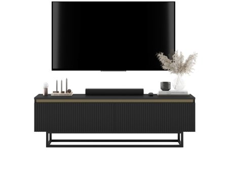 Szafka RTV SELENE Glamour Czarny Mat czarny stelaż 140 cm1