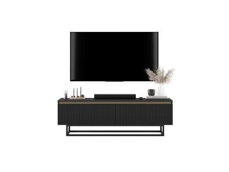 Szafka RTV SELENE Glamour Czarny Mat czarny stelaż 140 cm2