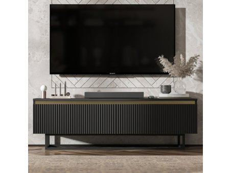 Szafka RTV SELENE Glamour Czarny Mat czarny stelaż 140 cm