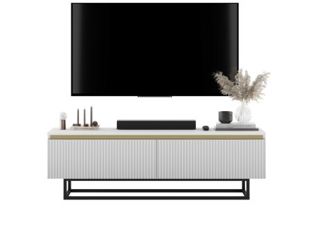 Szafka RTV SELENE Glamour Biały Mat czarny stelaż 140 cm1