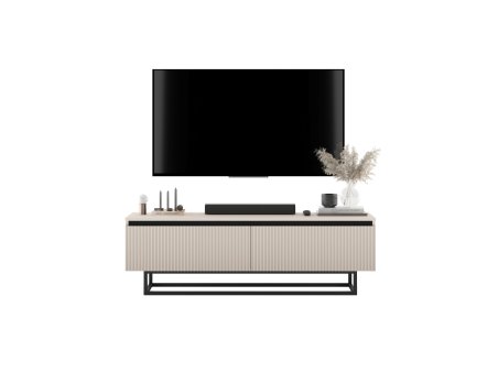 Szafka RTV SELENE Glamour Kaszmir Mat czarny stelaż 140 cm2