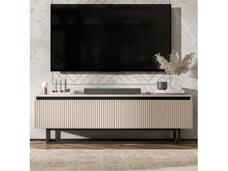 Szafka RTV SELENE Glamour Kaszmir Mat czarny stelaż 140 cm