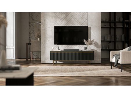 Szafka RTV SELENE Glamour Czarny Mat 140 cm3