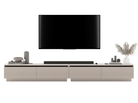 Uniwersalna szafka RTV Glamour SELENE- 280 cm - kaszmir mat ryflowane fronty1