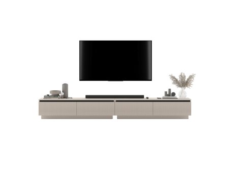 Uniwersalna szafka RTV Glamour SELENE- 280 cm - kaszmir mat ryflowane fronty2