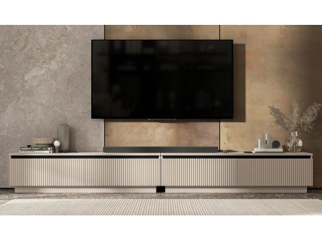 Uniwersalna szafka RTV Glamour SELENE- 280 cm - kaszmir mat ryflowane fronty3