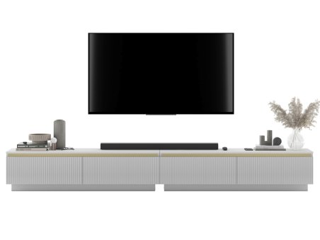 Uniwersalna szafka RTV Glamour SELENE- 280 cm - biały mat ryflowane fronty1