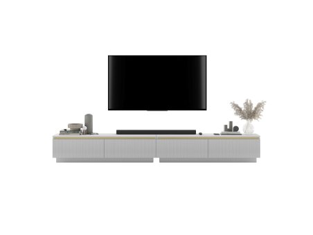 Uniwersalna szafka RTV Glamour SELENE- 280 cm - biały mat ryflowane fronty2