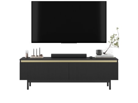 Szafka RTV SELENE Glamour Czarny Mat czarna rama 140 cm1