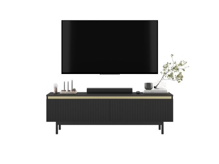 Szafka RTV SELENE Glamour Czarny Mat czarna rama 140 cm2